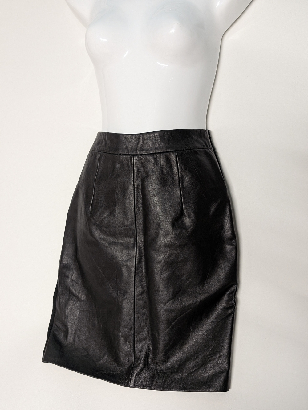 Black Real Soft Leather Pencil Skirt - Sleek Women's Skirt Soft Leather Small